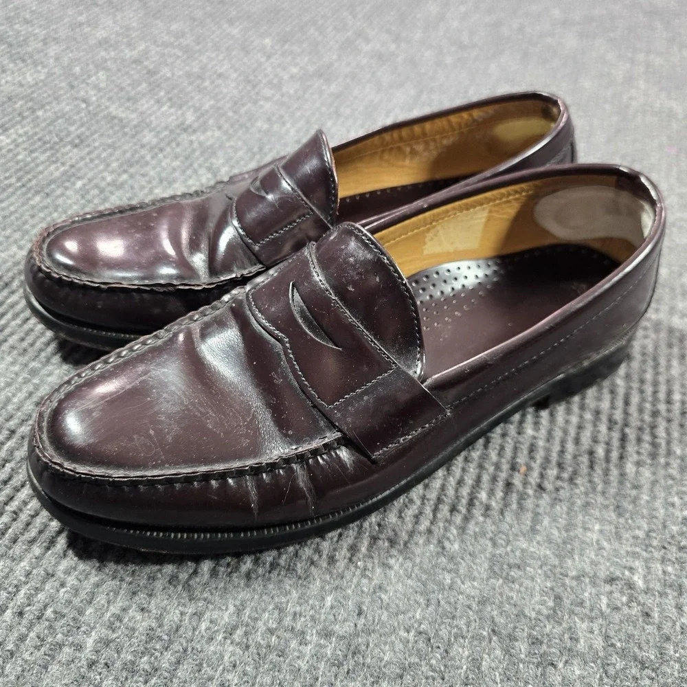 VTG Brooks Brothers Shoes Men Size 10.5 D Red Leather Slip On Dress Loafers USA
